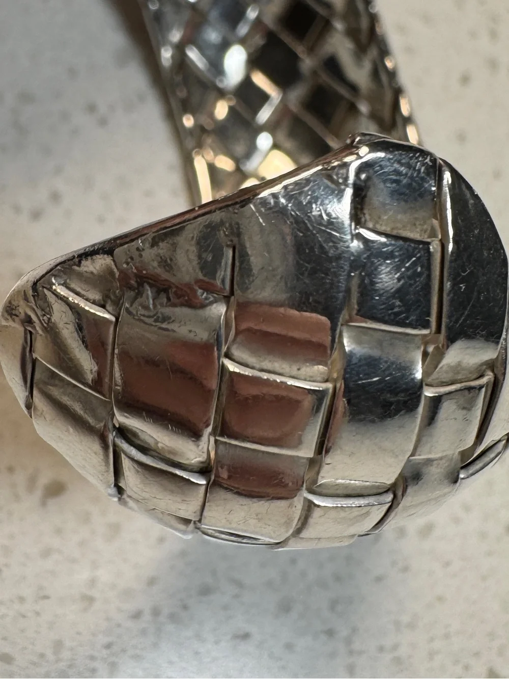 Vintage Taxco Mexico Basket Weave Woven 925 Sterling Silver Cuff Bracelet T B-2